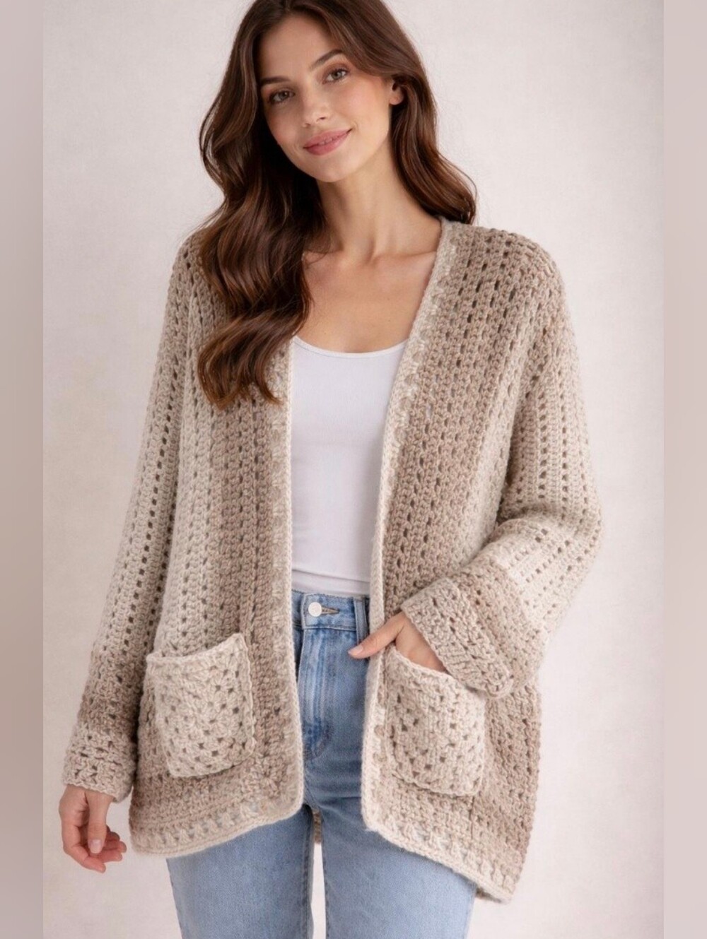 Brand new Elegant Crochet Cardigan, Handmade Crochet Sweater, Boho Style